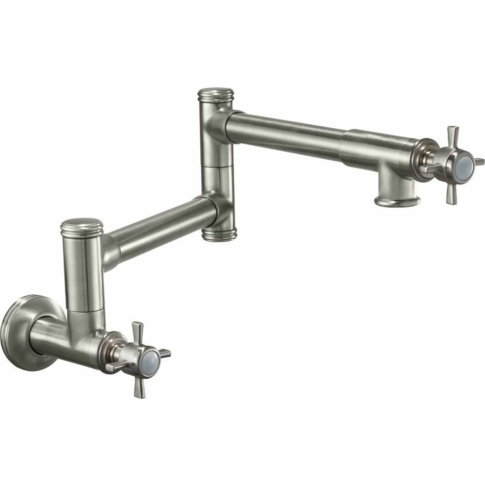 California Faucets - Pot Filler - Dual Handle Wall Mount - Traditional - Gloss White