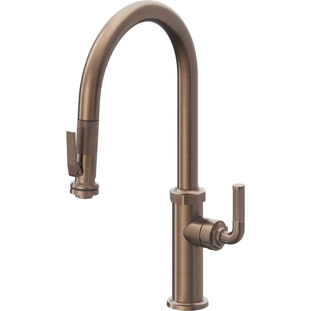 California Faucets - Pull-Down Kitchen Faucet with Squeeze Sprayer - High Arc Spout - Satin Bronze Pvd