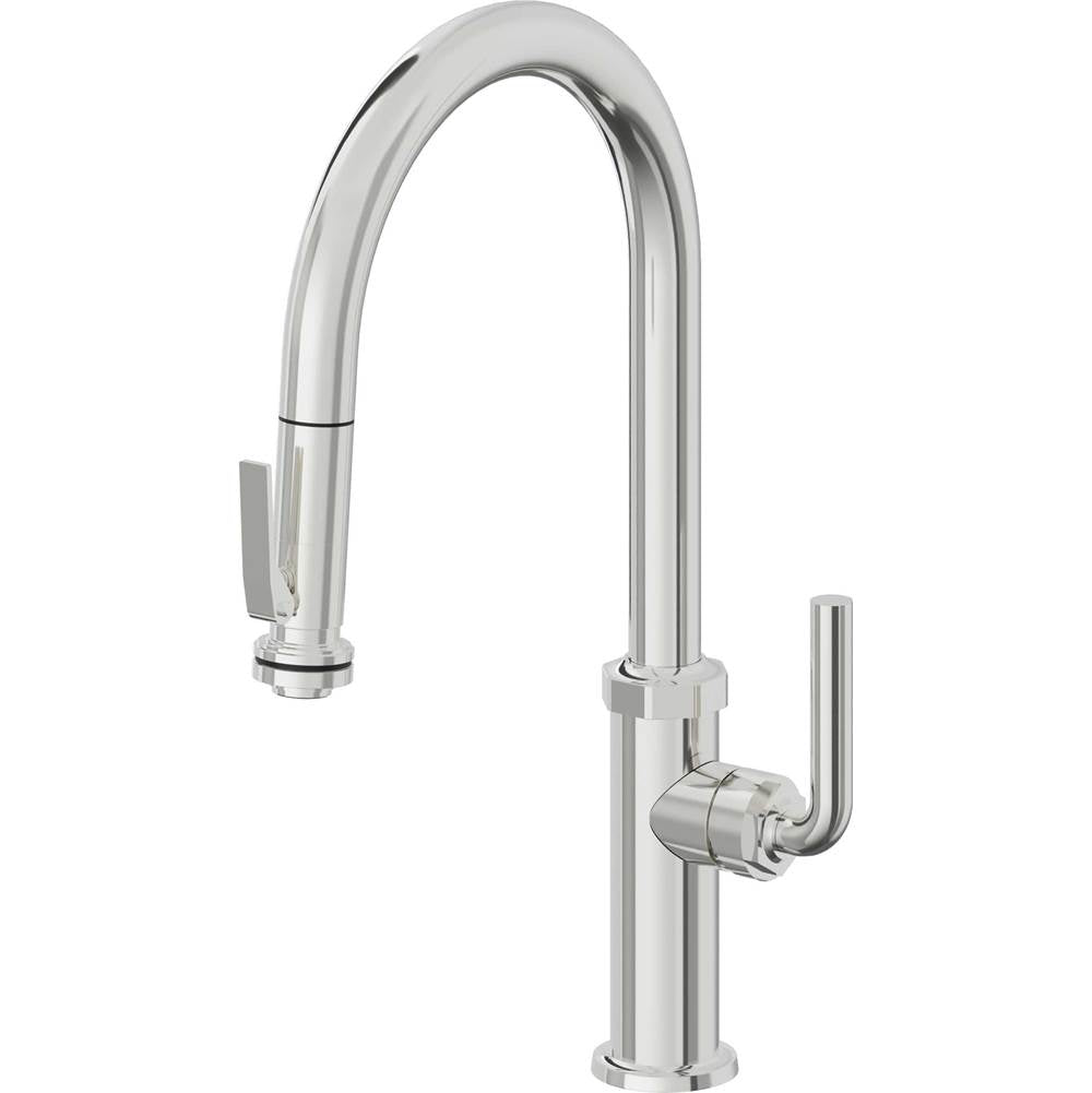 California Faucets - Pull-Down Kitchen Faucet with Squeeze Sprayer - High Arc Spout - Polished Chrome