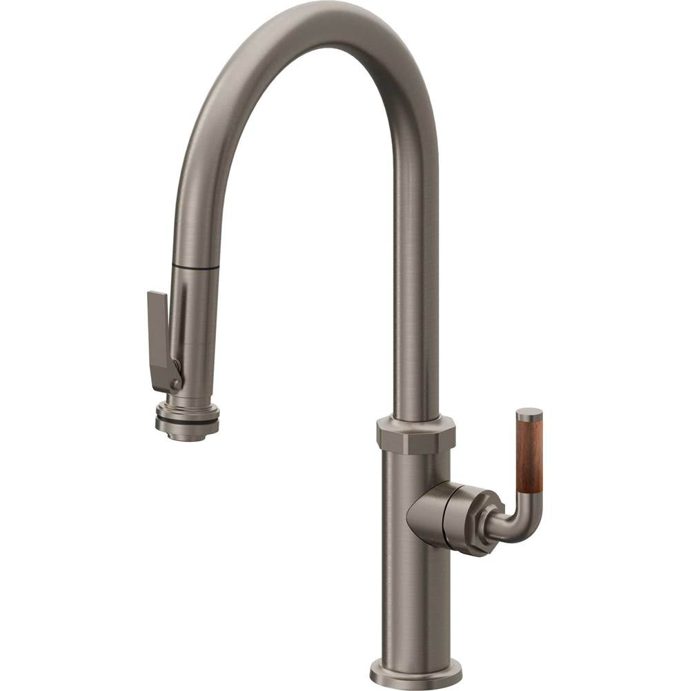 California Faucets - Pull-Down Kitchen Faucet with Squeeze Sprayer - High Arc Spout - Graphite Pvd