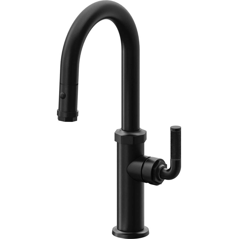 California Faucets - Pull-Down Prep/Bar Faucet with Button Sprayer - Matte Black