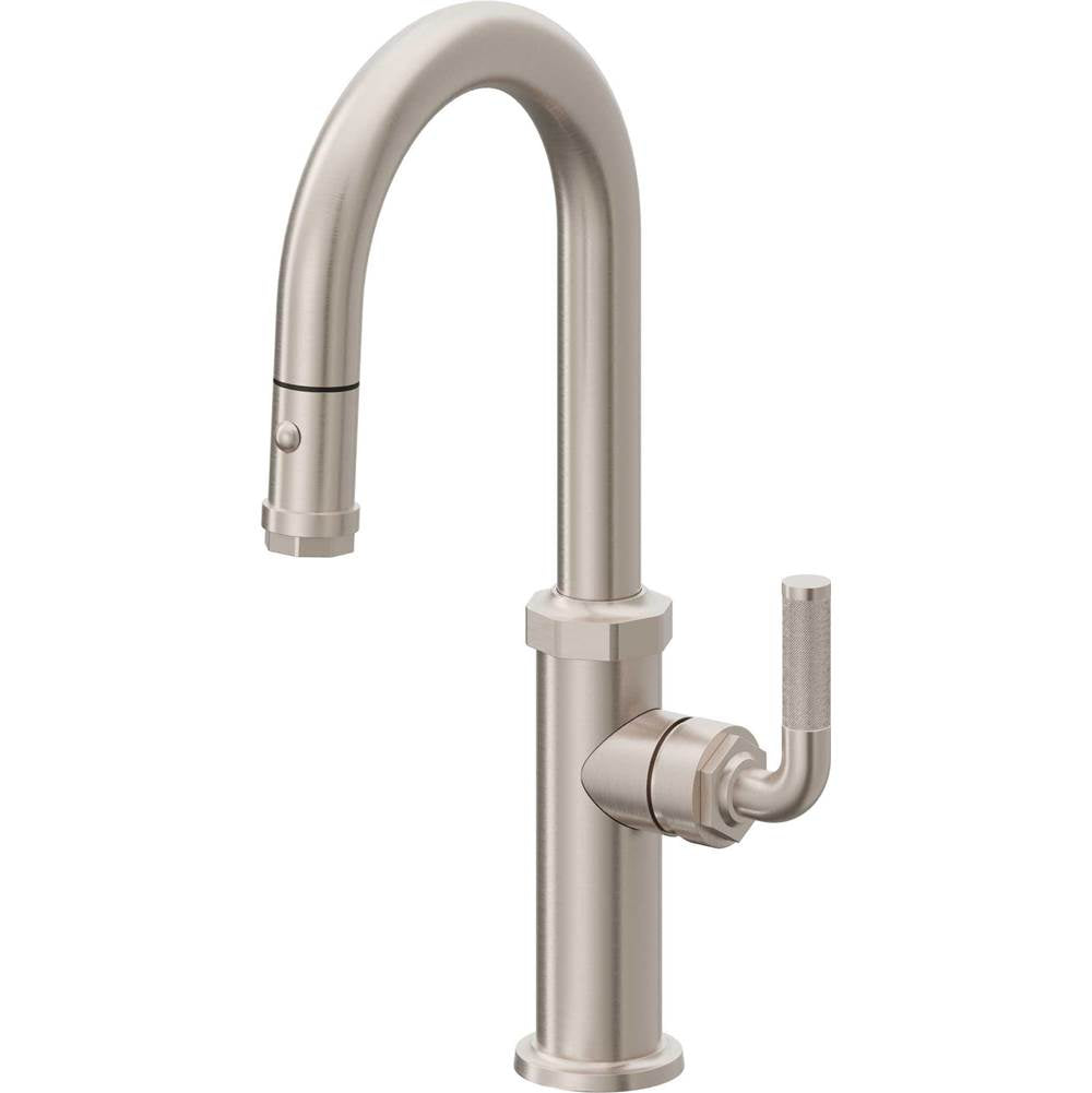 California Faucets - Pull-Down Prep/Bar Faucet with Button Sprayer - Gloss White