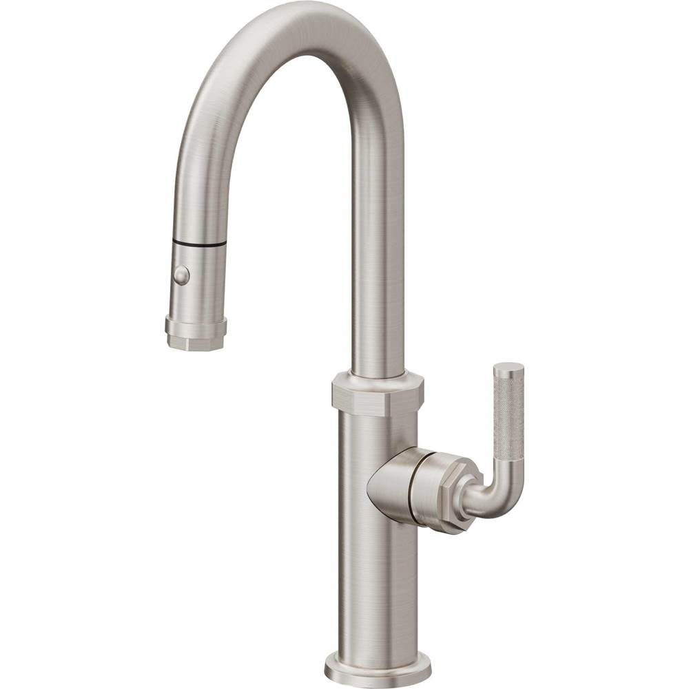 California Faucets - Pull-Down Prep/Bar Faucet with Button Sprayer - Ultra Stainless Steel Pvd