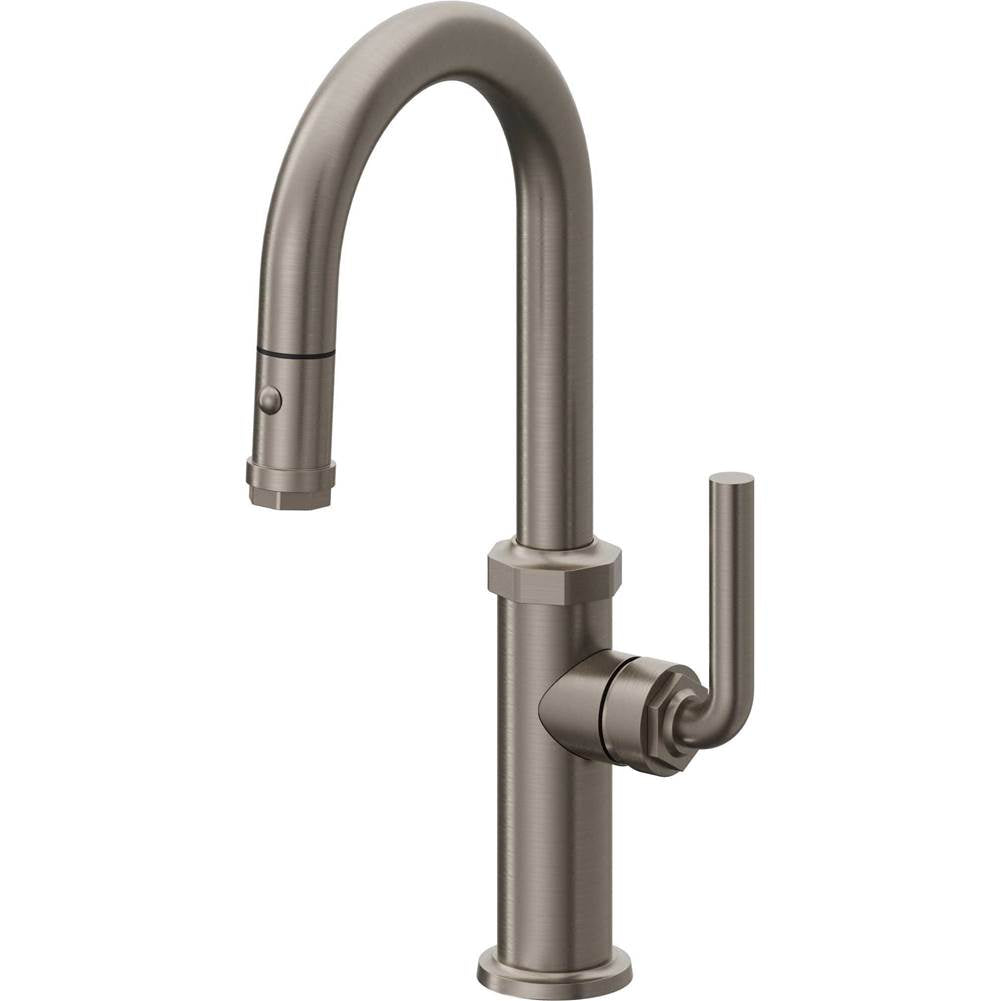 California Faucets - Pull-Down Prep/Bar Faucet with Button Sprayer - Graphite Pvd