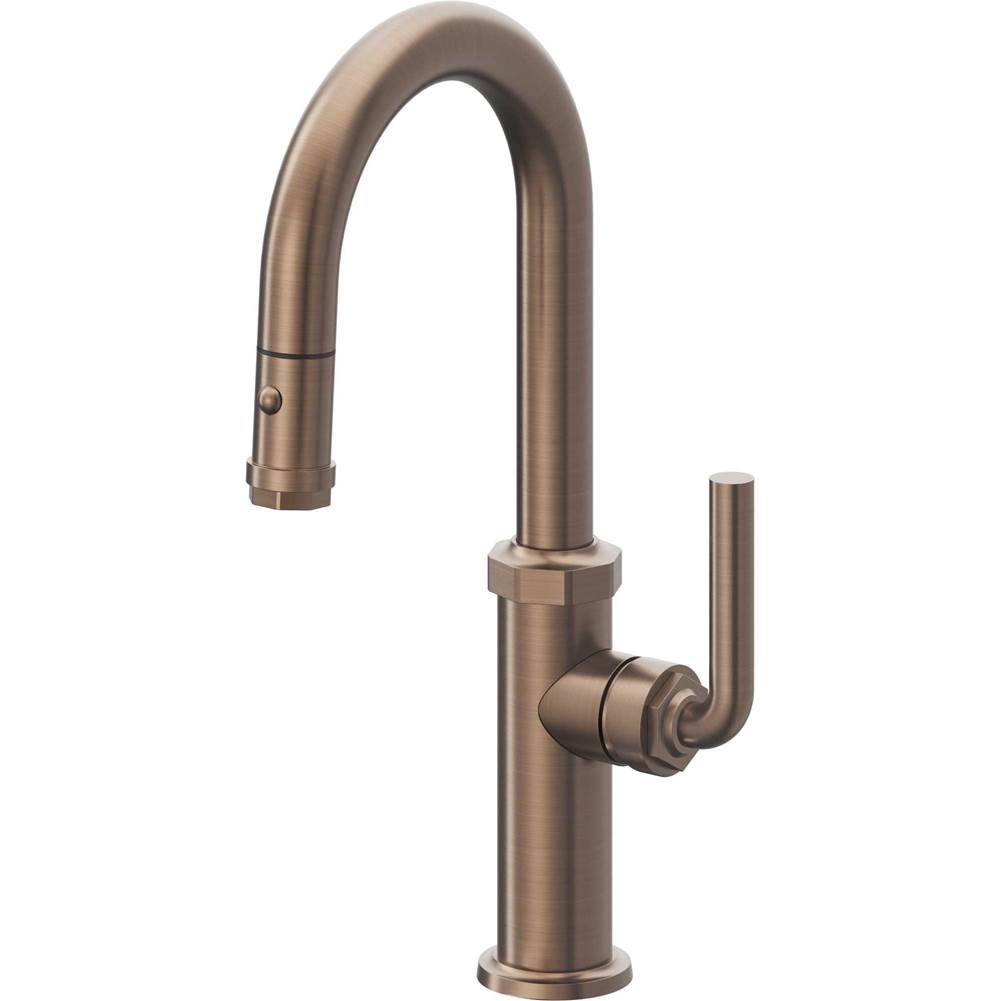 California Faucets - Pull-Down Prep/Bar Faucet with Button Sprayer - Satin Bronze Pvd