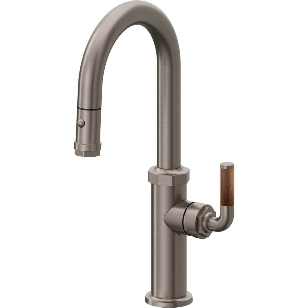 California Faucets - Pull-Down Prep/Bar Faucet with Button Sprayer - Graphite Pvd