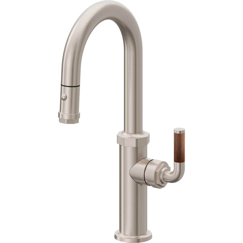 California Faucets - Pull-Down Prep/Bar Faucet with Button Sprayer - Gloss White