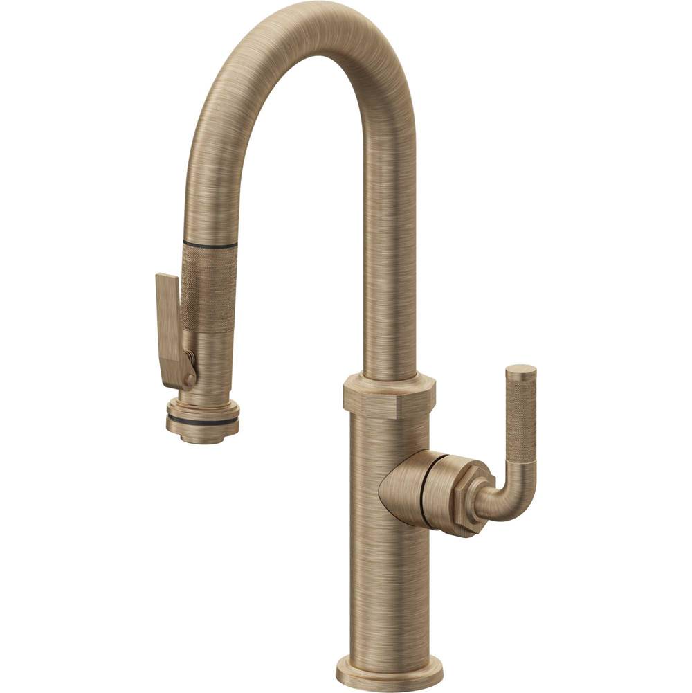 California Faucets - Pull-Down Prep/Bar Faucet with Squeeze Sprayer - Antique Brass Flat