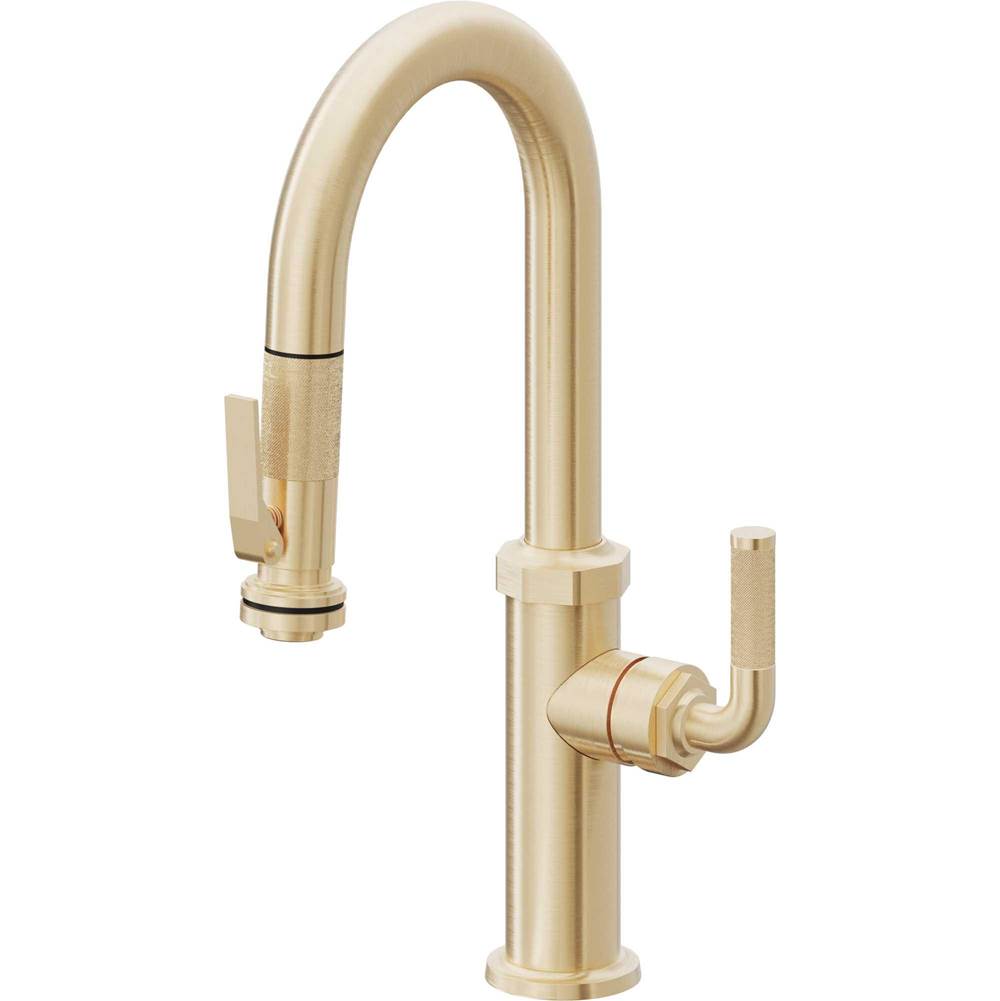 California Faucets - Pull-Down Prep/Bar Faucet with Squeeze Sprayer - Satin Brass Pvd
