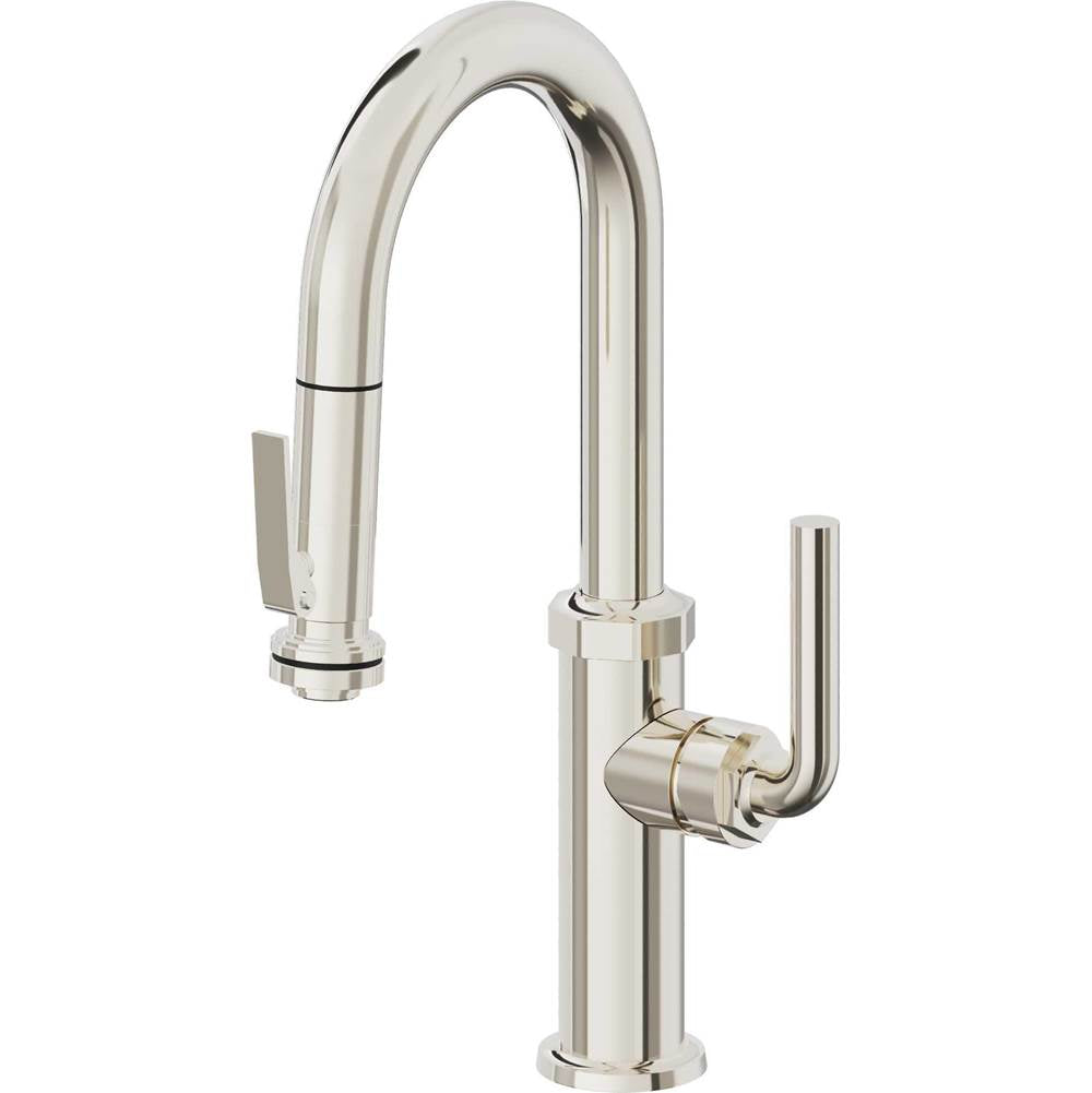 California Faucets - Pull-Down Prep/Bar Faucet with Squeeze Sprayer - Polished Nickel Pvd
