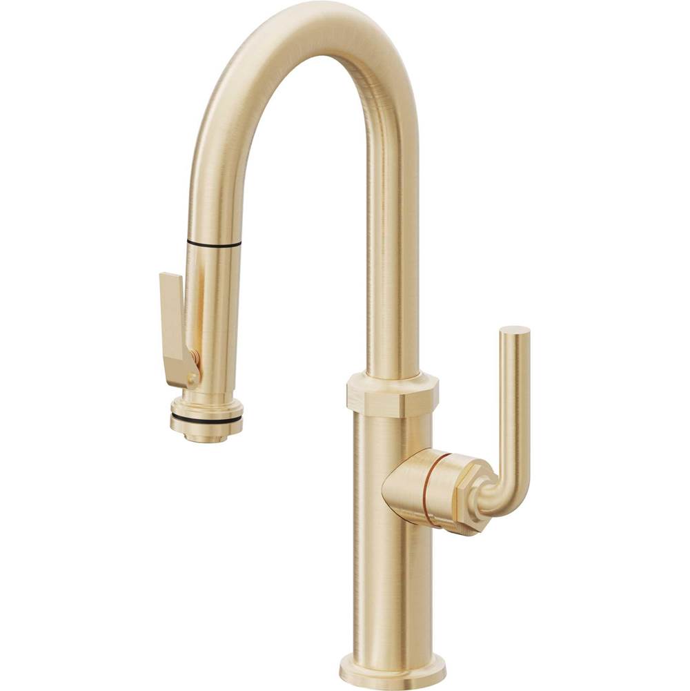 California Faucets - Pull-Down Prep/Bar Faucet with Squeeze Sprayer - Satin Brass Pvd