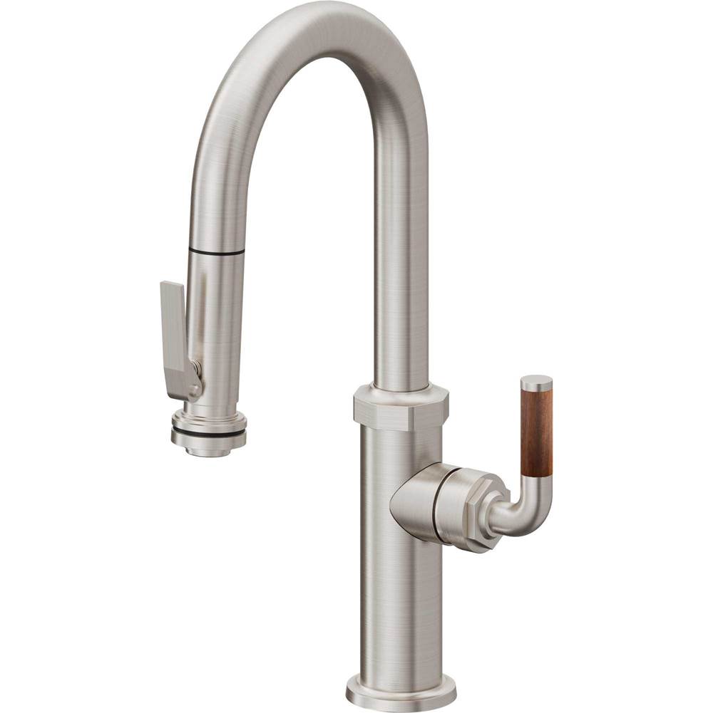 California Faucets - Pull-Down Prep/Bar Faucet with Squeeze Sprayer - Ultra Stainless Steel Pvd