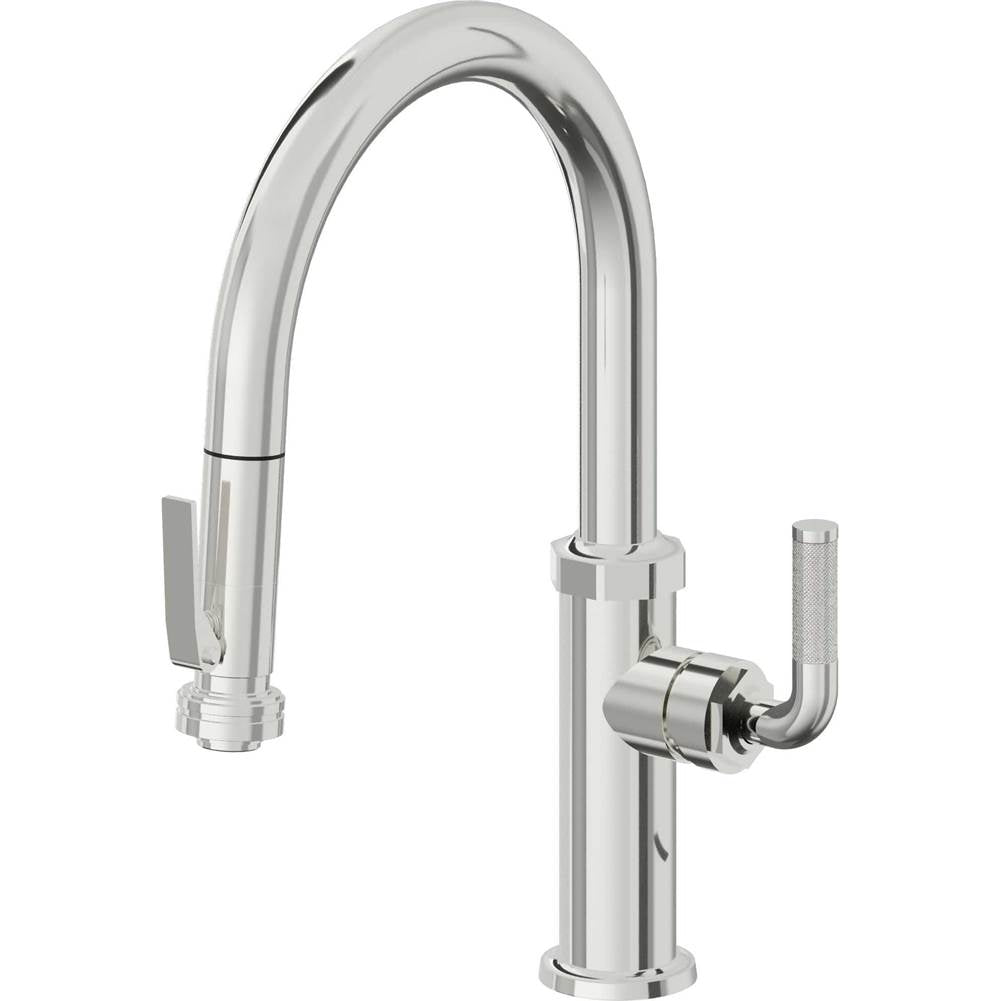 California Faucets - Pull-Down Kitchen Faucet with Squeeze Sprayer - Low Arc Spout - Polished Chrome