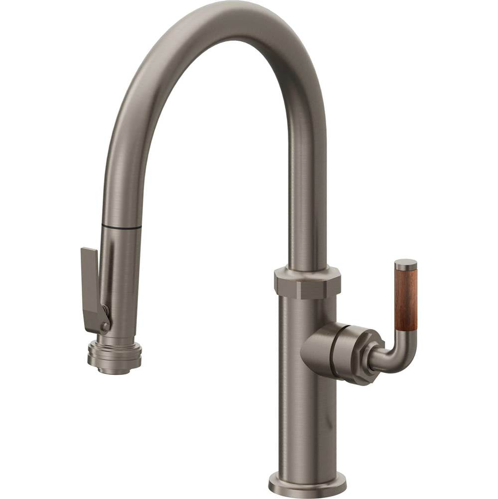 California Faucets - Pull-Down Kitchen Faucet with Squeeze Sprayer - Low Arc Spout - Graphite Pvd