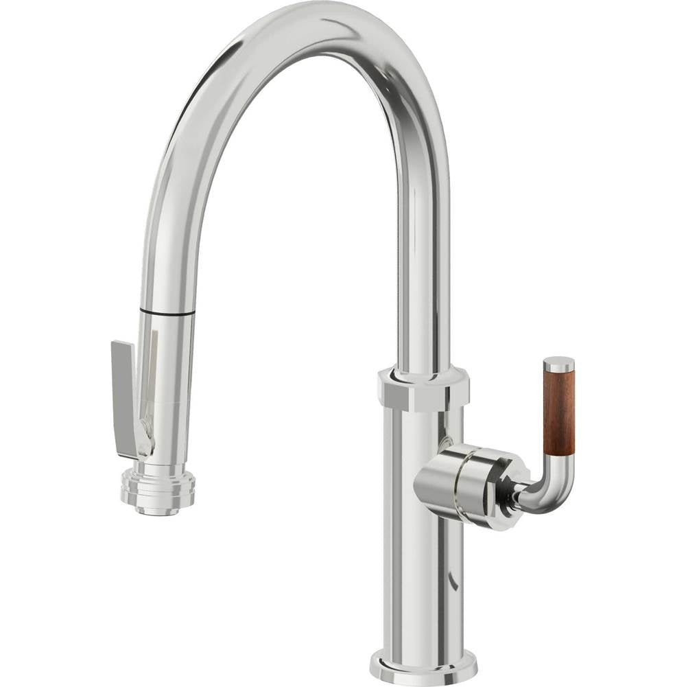 California Faucets - Pull-Down Kitchen Faucet with Squeeze Sprayer - Low Arc Spout - Polished Chrome