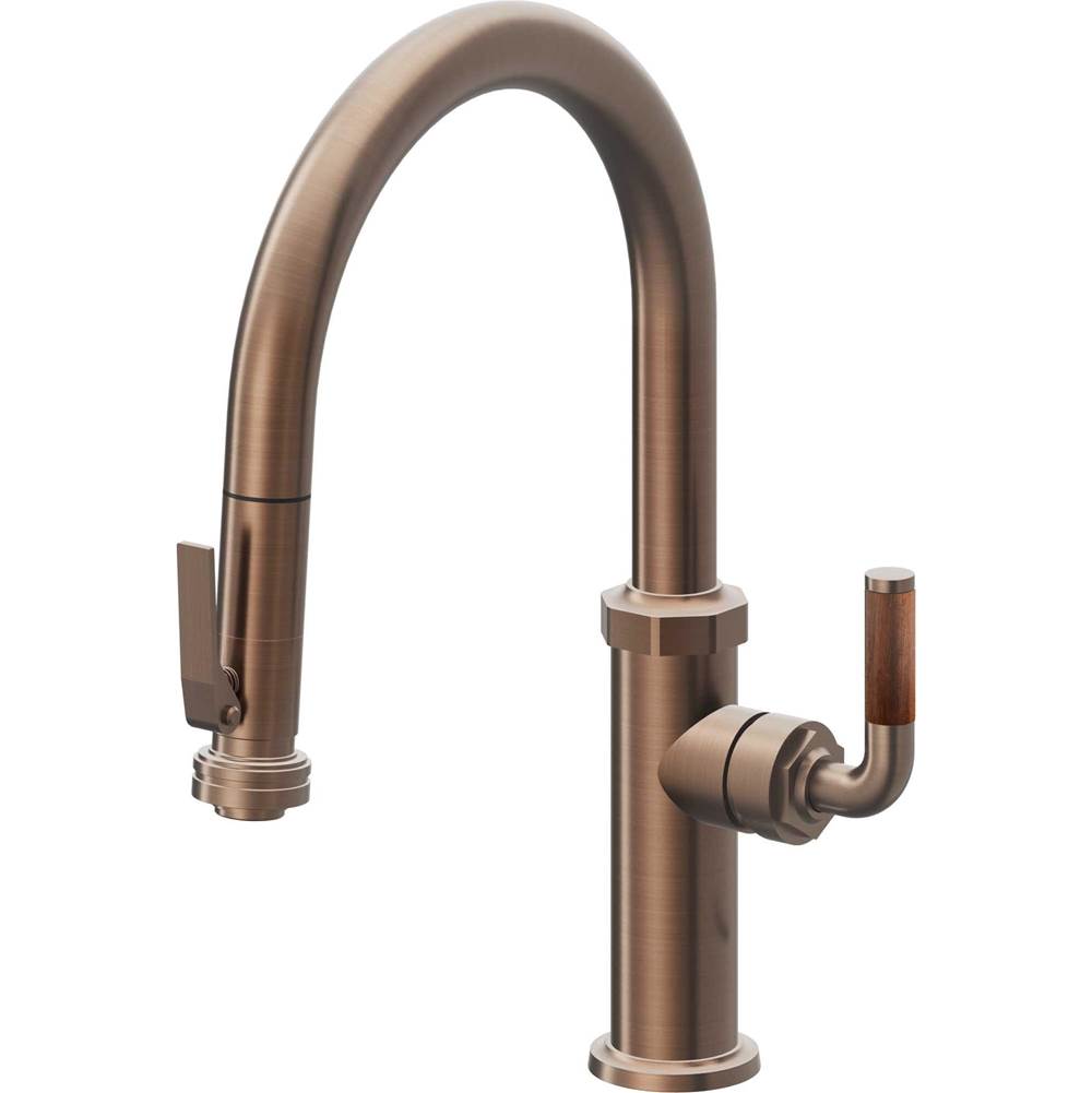 California Faucets - Pull-Down Kitchen Faucet with Squeeze Sprayer - Low Arc Spout - Satin Bronze Pvd