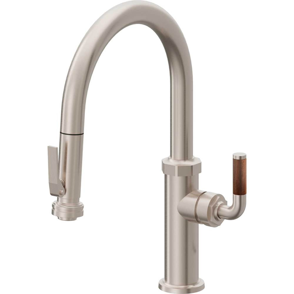 California Faucets - Pull-Down Kitchen Faucet with Squeeze Sprayer - Low Arc Spout - Gloss White