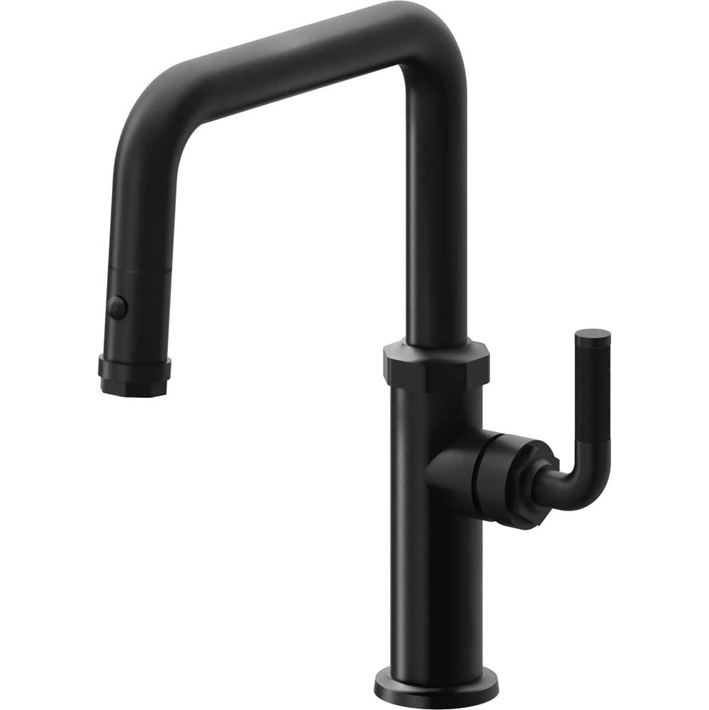 California Faucets - Pull-Down Kitchen Faucet with Button Sprayer - Quad Spout - Matte Black