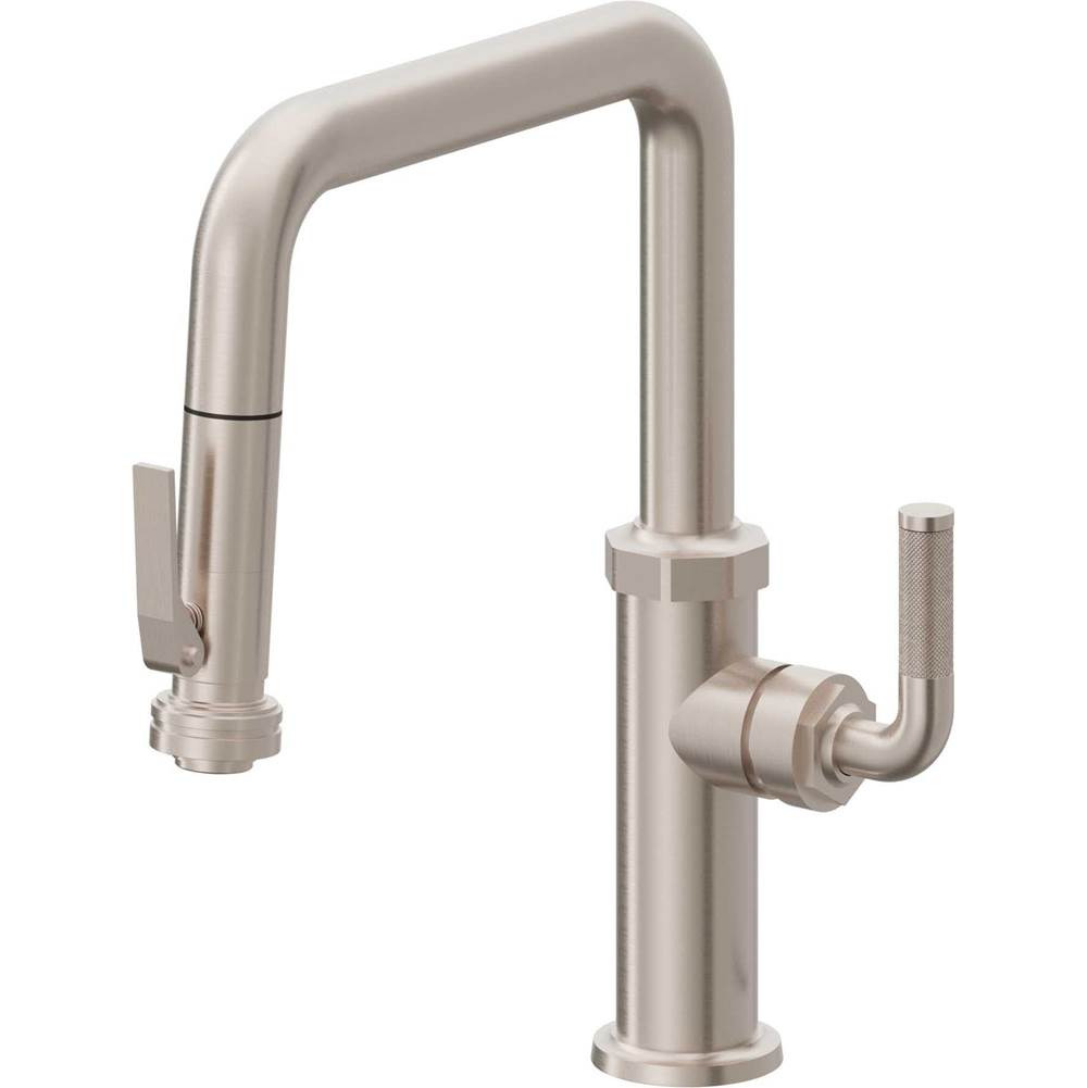 California Faucets - Pull-Down Kitchen Faucet with Squeeze Sprayer - Quad Spout - Gloss White