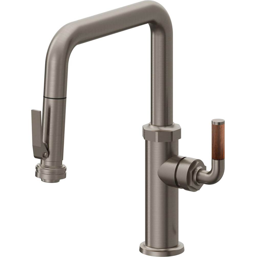 California Faucets - Pull-Down Kitchen Faucet with Squeeze Sprayer - Quad Spout - Graphite Pvd