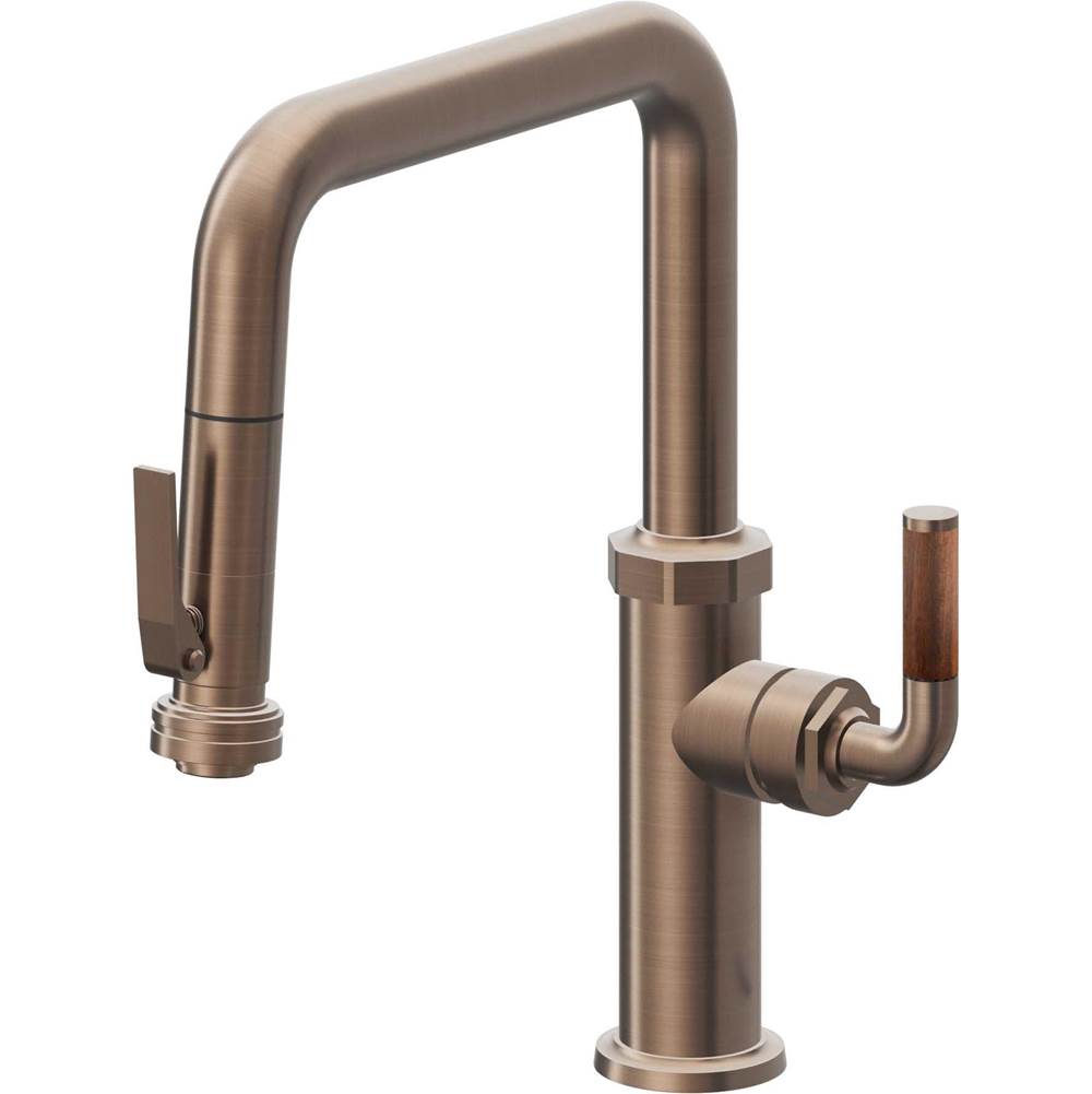 California Faucets - Pull-Down Kitchen Faucet with Squeeze Sprayer - Quad Spout - Satin Bronze Pvd