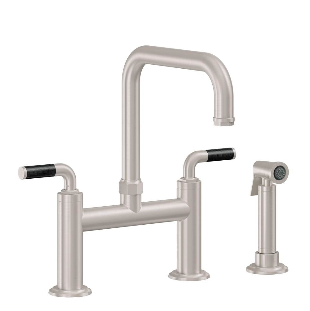 California Faucets - Bridge Kitchen Faucet with Sidespray - Quad Spout - Gloss White