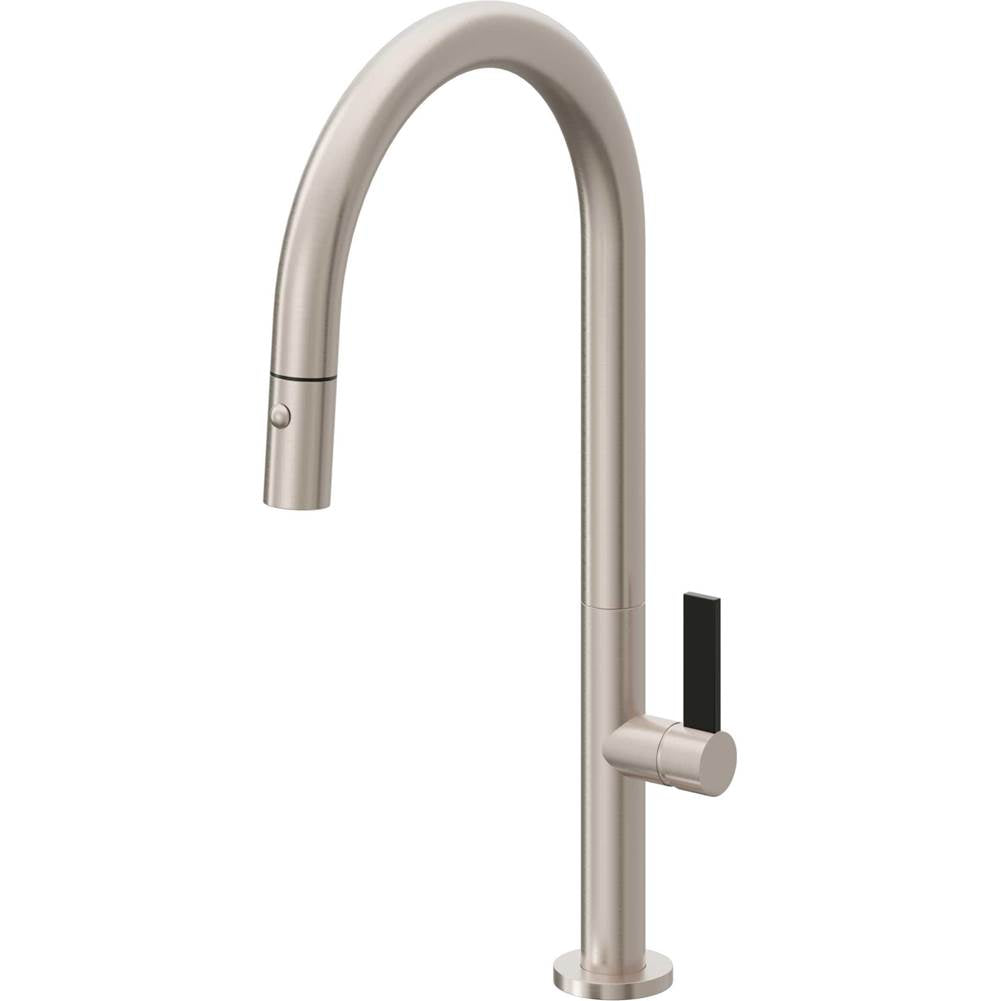 California Faucets - Pull-Down Kitchen Faucet with Button Sprayer - High Arc Spout - Gloss White