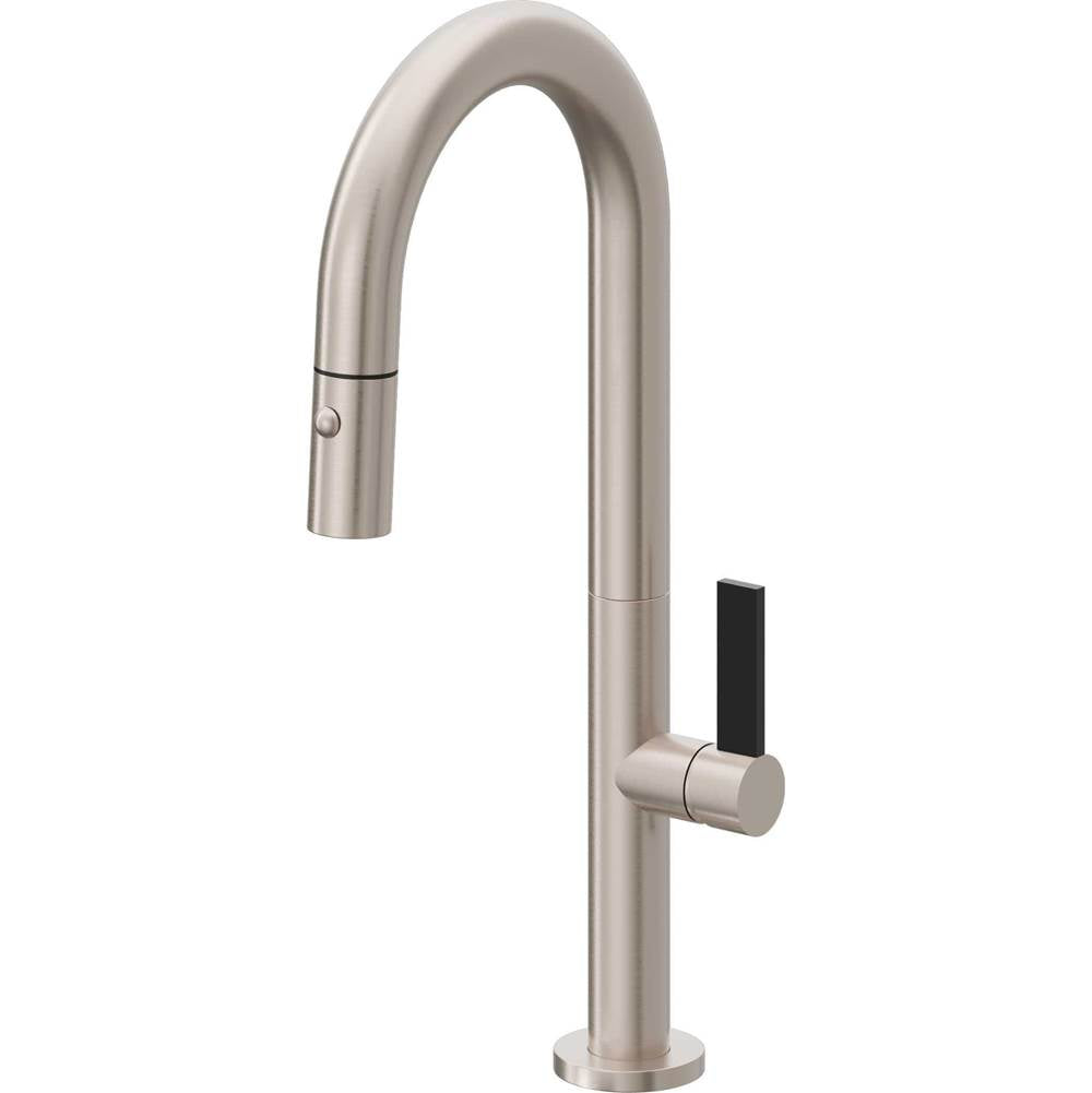 California Faucets - Pull-Down Prep/Bar Faucet with Button Sprayer - Gloss White