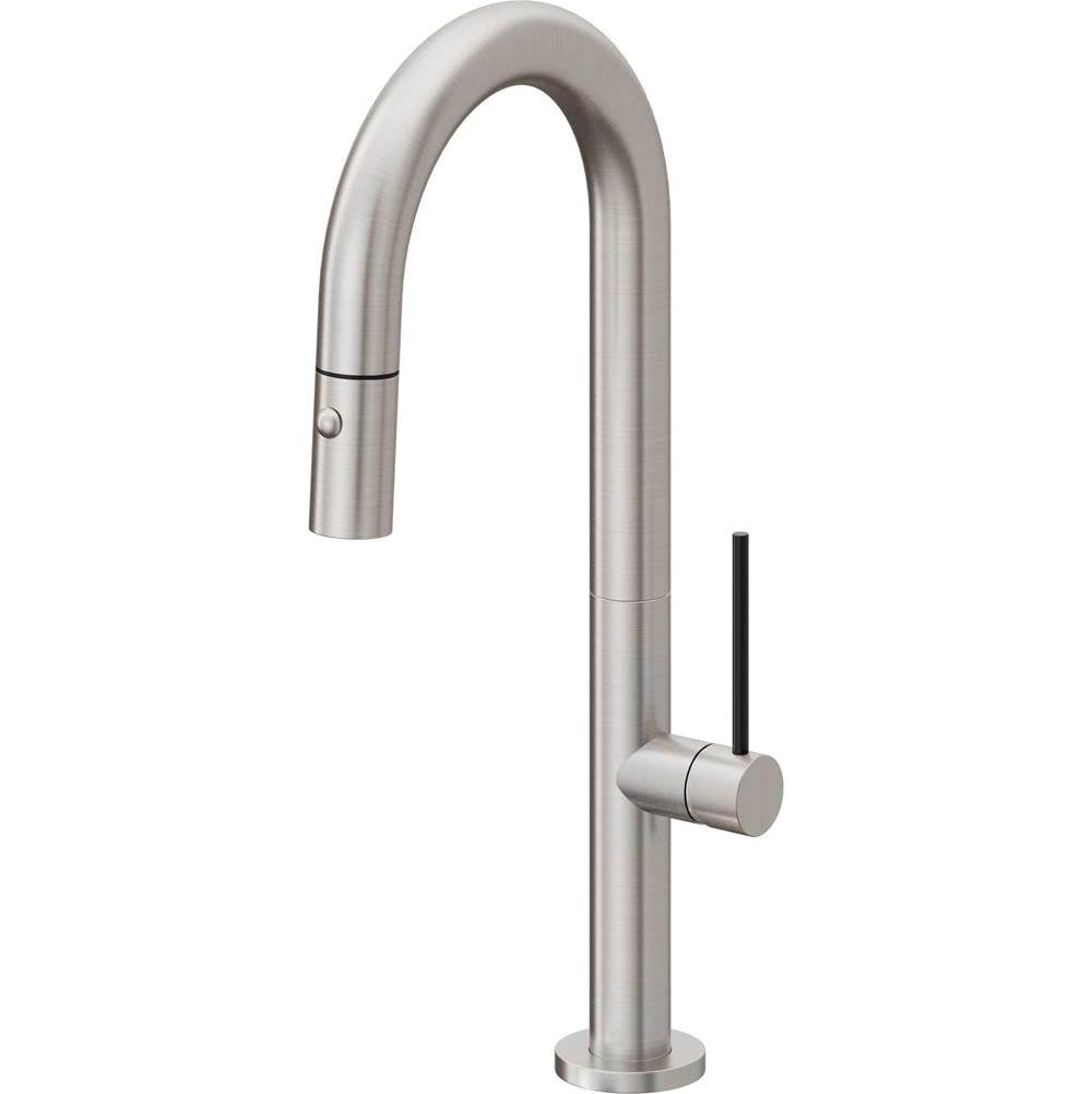 California Faucets - Pull-Down Prep/Bar Faucet with Button Sprayer - Ultra Stainless Steel Pvd