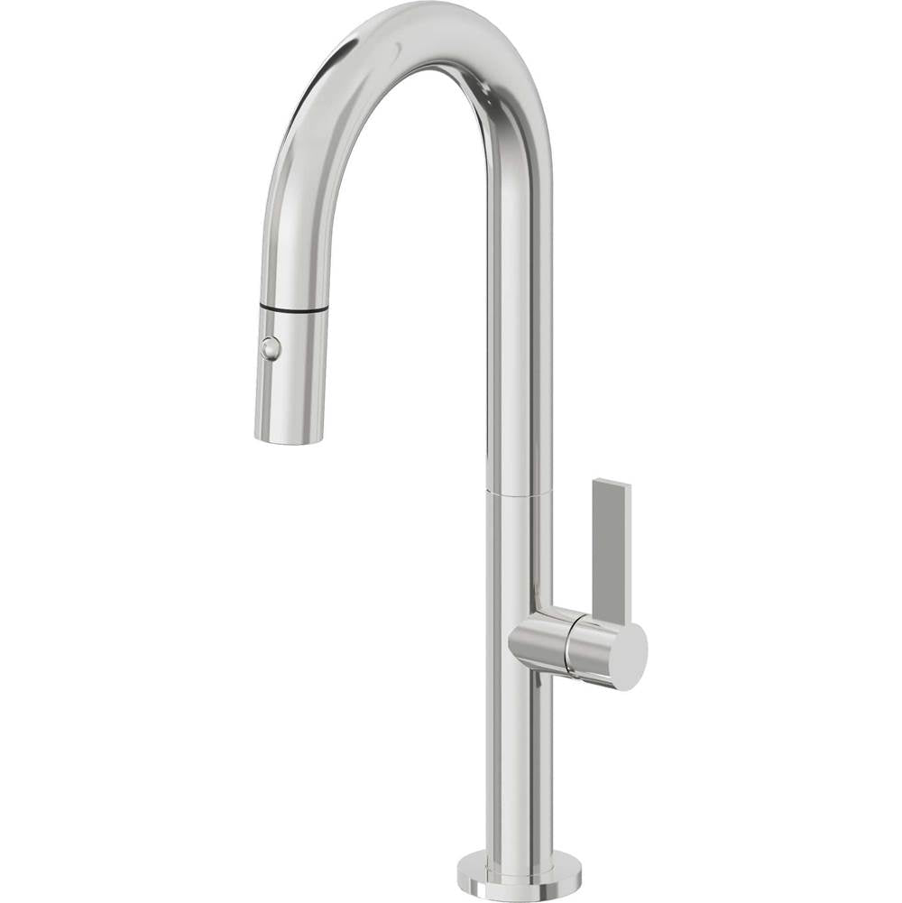 California Faucets - Pull-Down Prep/Bar Faucet with Button Sprayer - Polished Chrome