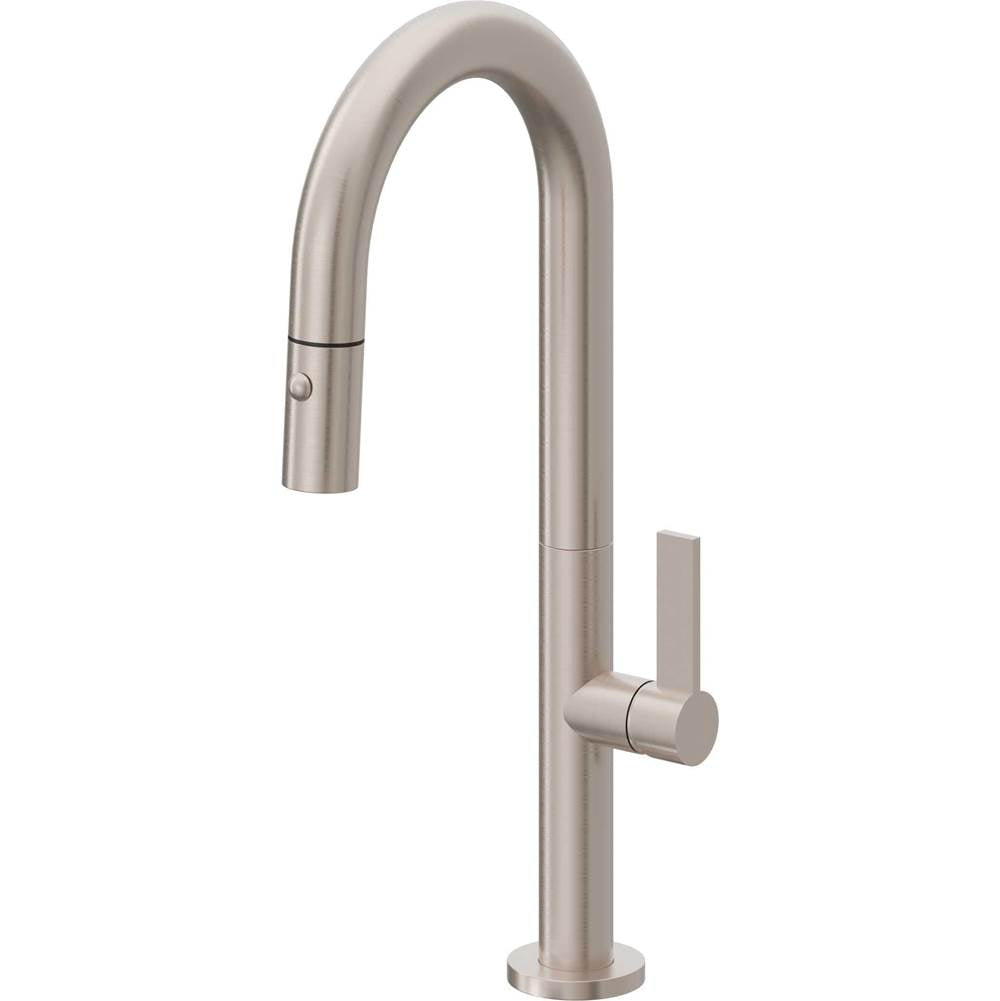 California Faucets - Pull-Down Prep/Bar Faucet with Button Sprayer - Gloss White