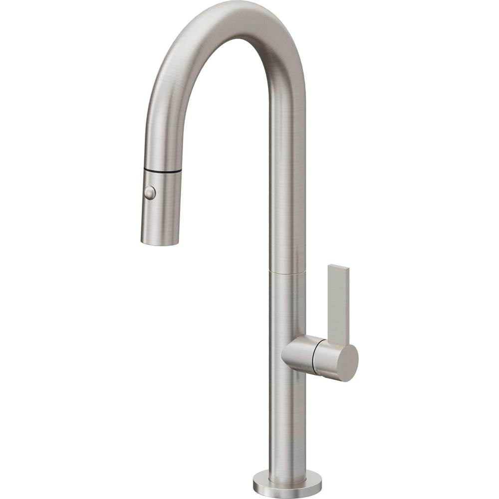 California Faucets - Pull-Down Prep/Bar Faucet with Button Sprayer - Ultra Stainless Steel Pvd