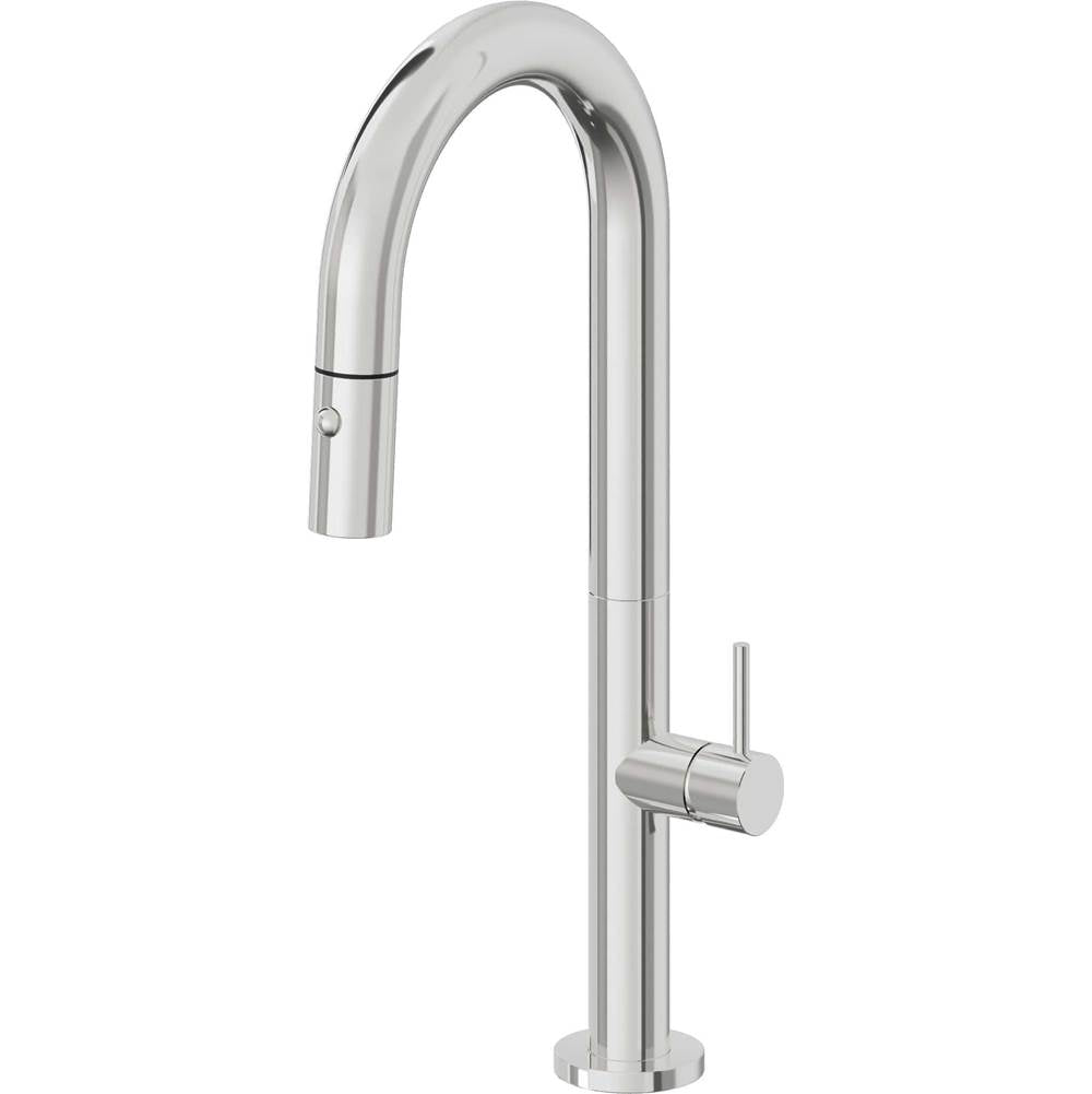 California Faucets - Pull-Down Prep/Bar Faucet with Button Sprayer - Polished Chrome
