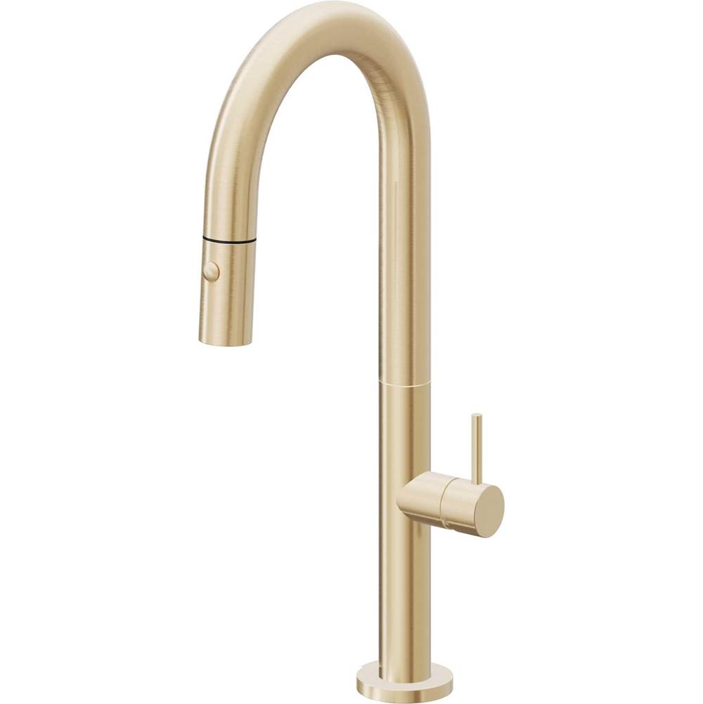 California Faucets - Pull-Down Prep/Bar Faucet with Button Sprayer - Satin Brass Pvd
