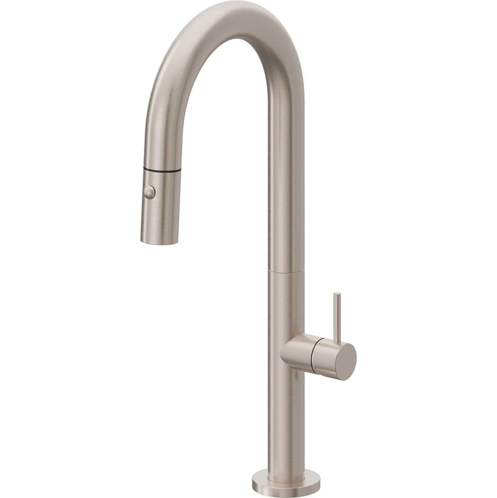California Faucets - Pull-Down Prep/Bar Faucet with Button Sprayer - Gloss White