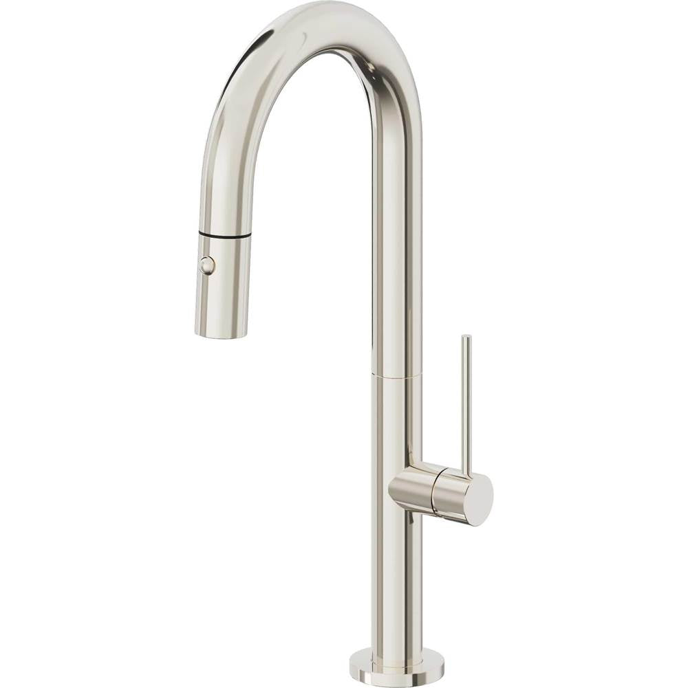 California Faucets - Pull-Down Prep/Bar Faucet with Button Sprayer - Polished Nickel Pvd