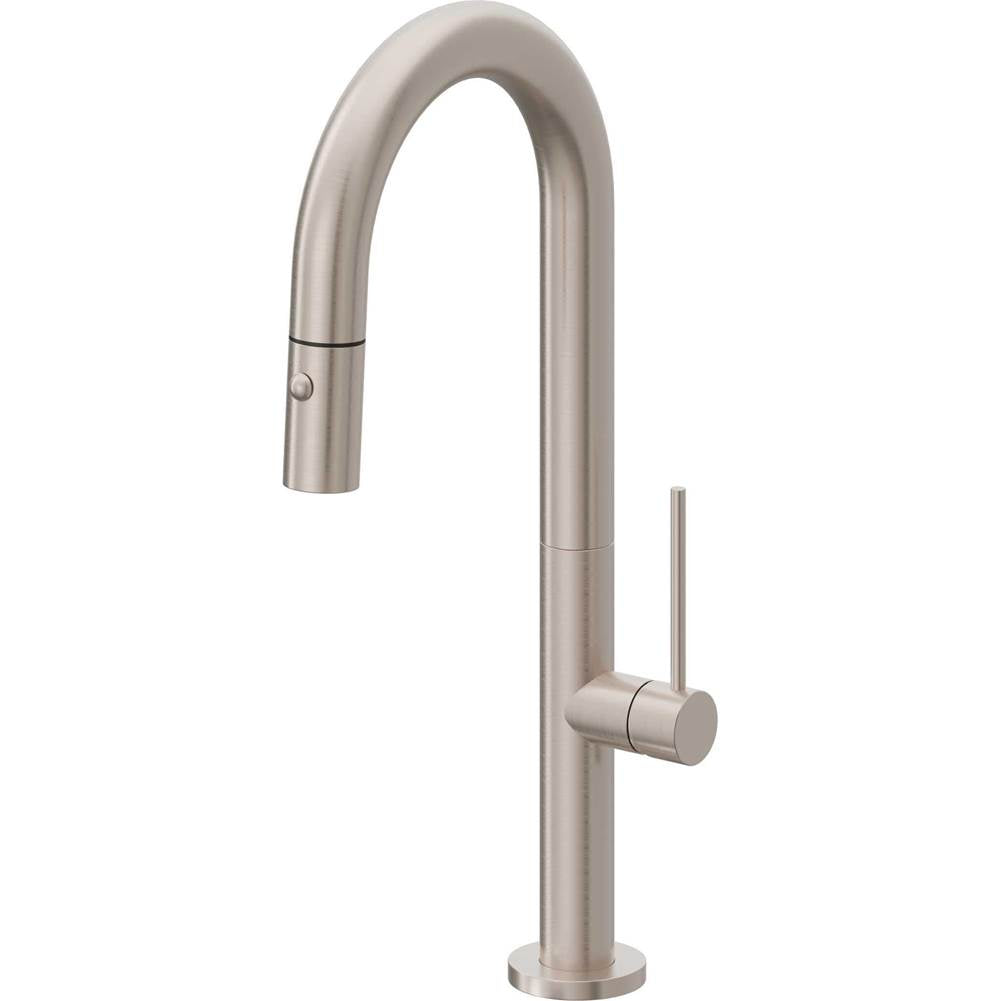 California Faucets - Pull-Down Prep/Bar Faucet with Button Sprayer - Gloss White