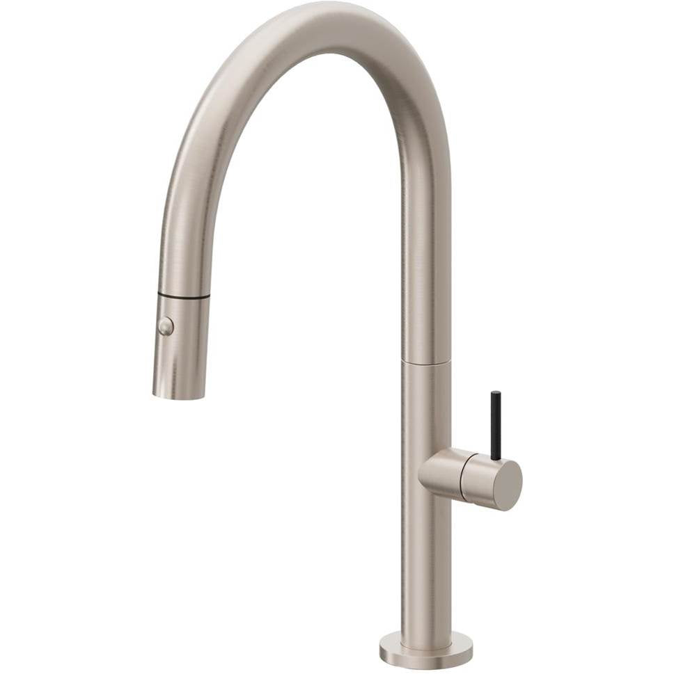California Faucets - Pull-Down Kitchen Faucet with Button Sprayer - Low Arc Spout - Gloss White