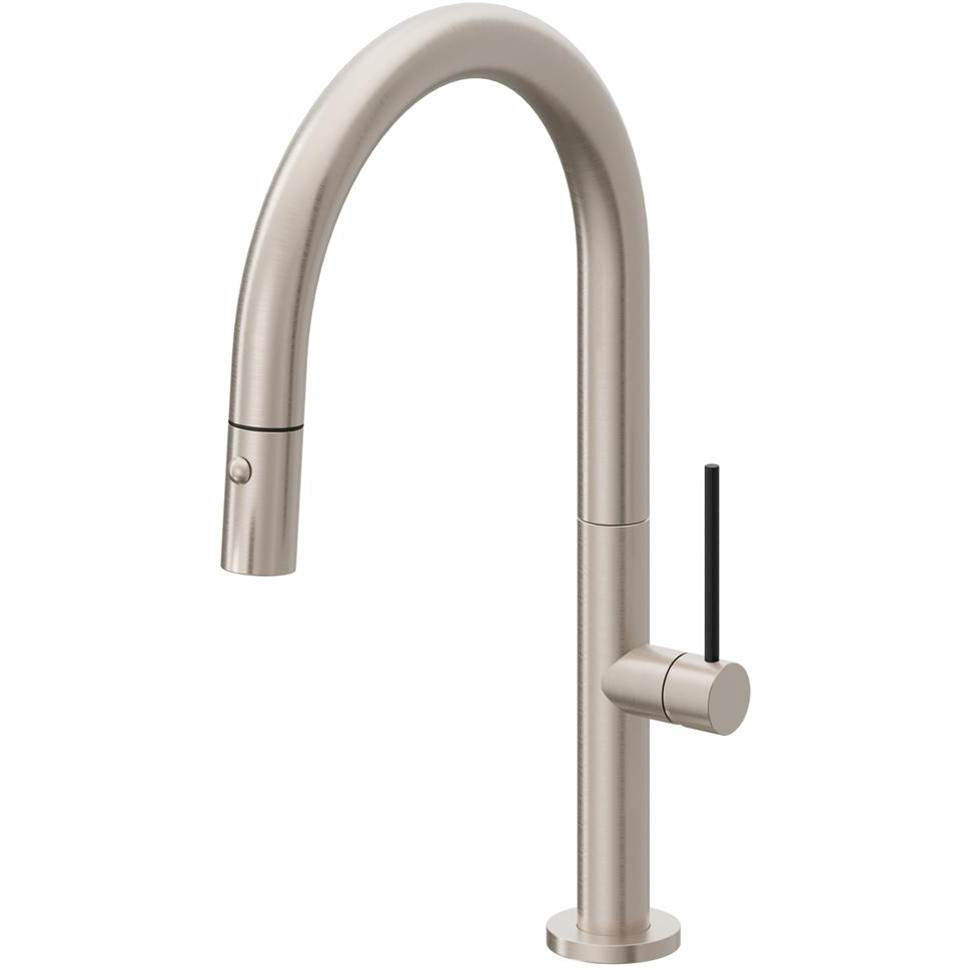 California Faucets - Pull-Down Kitchen Faucet with Button Sprayer - Low Arc Spout - Gloss White