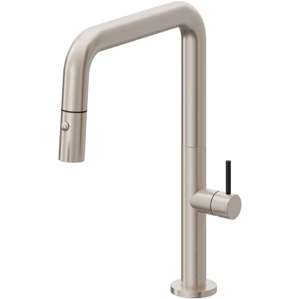 California Faucets - Pull-Down Kitchen Faucet with Button Sprayer - Quad Spout - Gloss White
