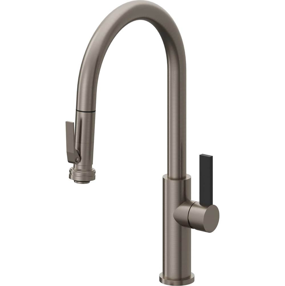 California Faucets - Pull-Down Kitchen Faucet with Squeeze Sprayer - High Arc Spout - Graphite Pvd