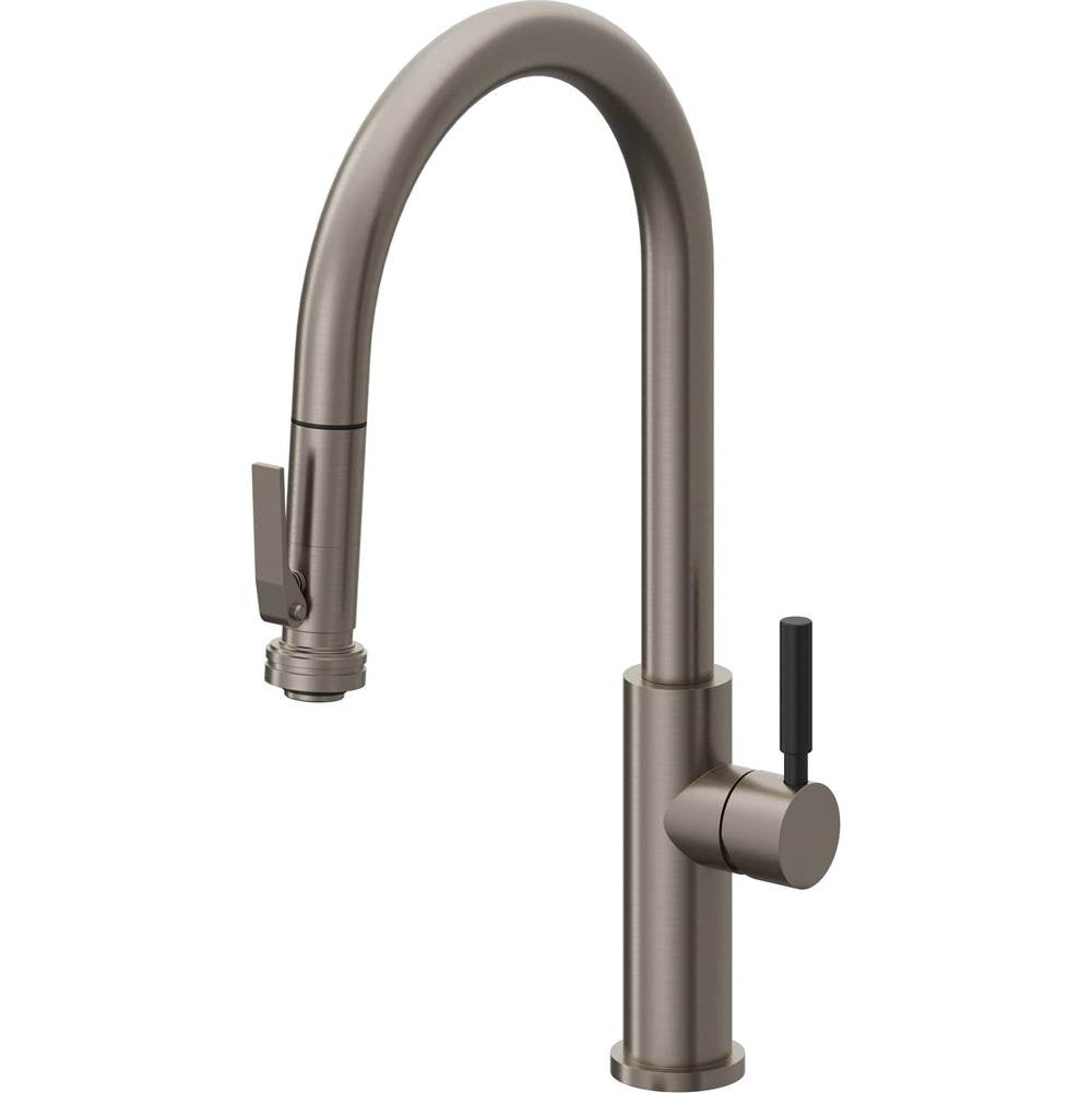 California Faucets - Pull-Down Kitchen Faucet with Squeeze Sprayer - High Arc Spout - Graphite Pvd