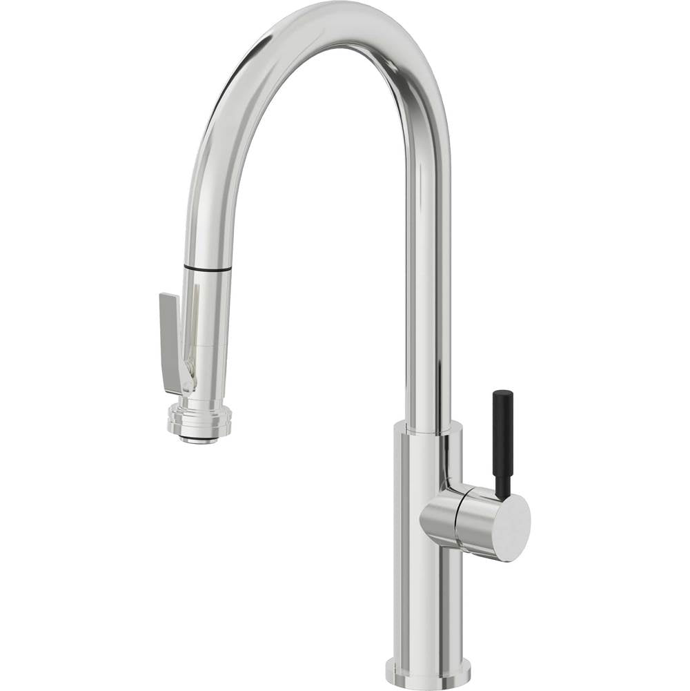 California Faucets - Pull-Down Kitchen Faucet with Squeeze Sprayer - High Arc Spout - Polished Chrome