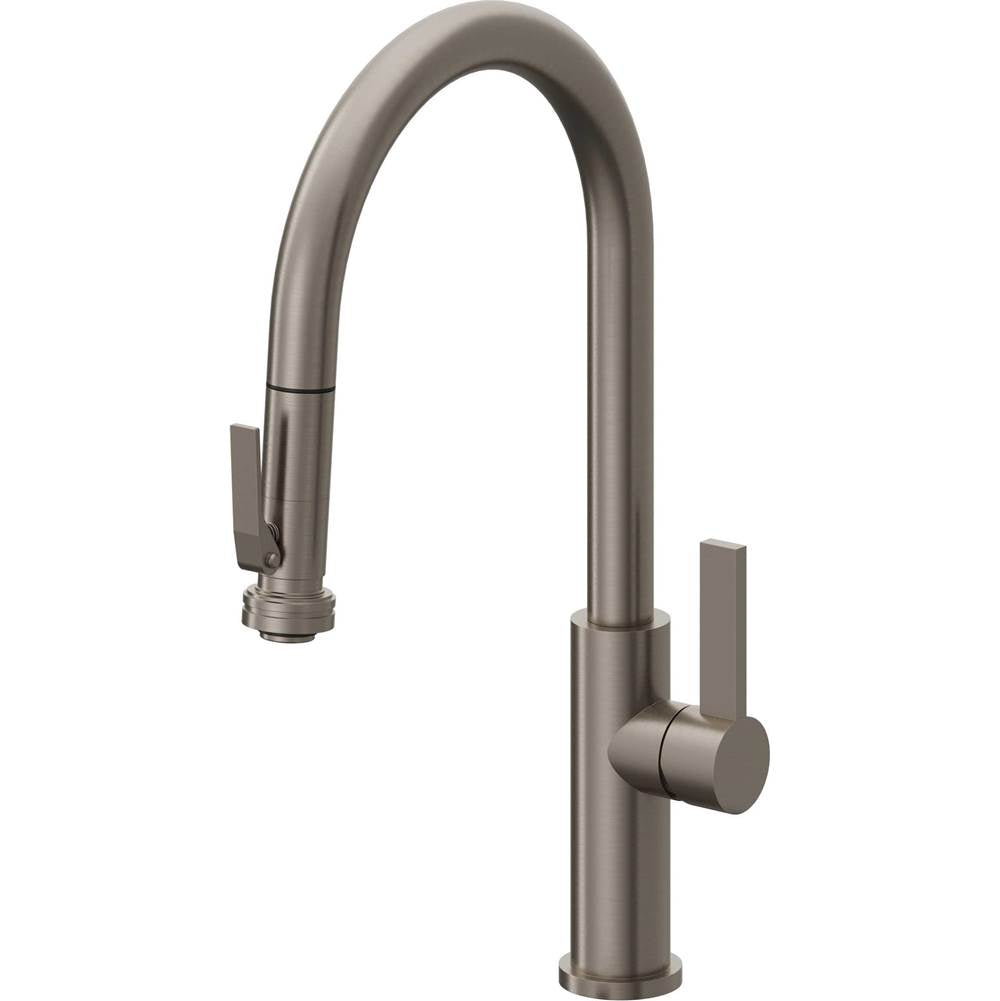 California Faucets - Pull-Down Kitchen Faucet with Squeeze Sprayer - High Arc Spout - Graphite Pvd