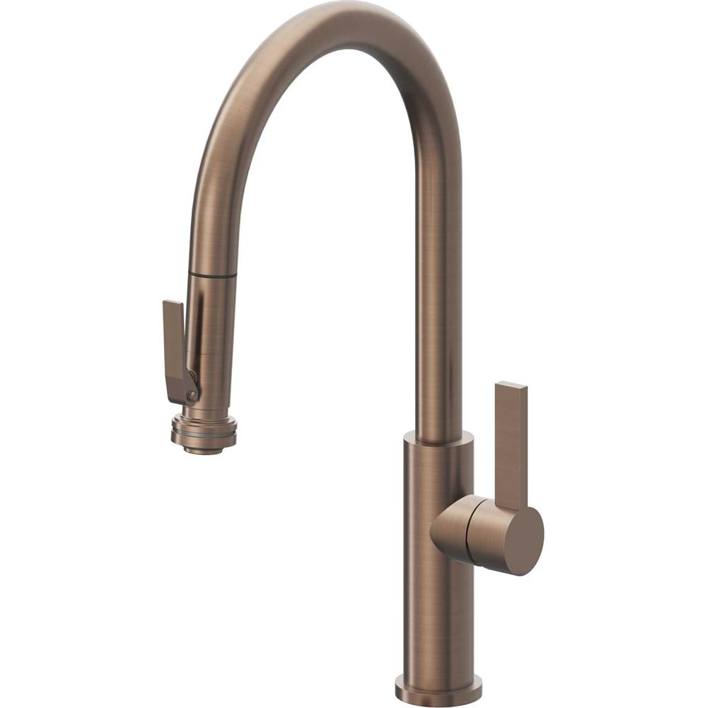 California Faucets - Pull-Down Kitchen Faucet with Squeeze Sprayer - High Arc Spout - Satin Bronze Pvd