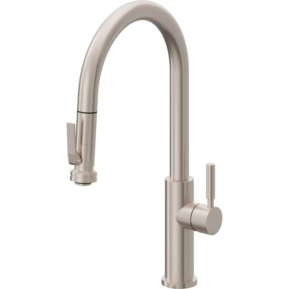California Faucets - Pull-Down Kitchen Faucet with Squeeze Sprayer - High Arc Spout - Gloss White
