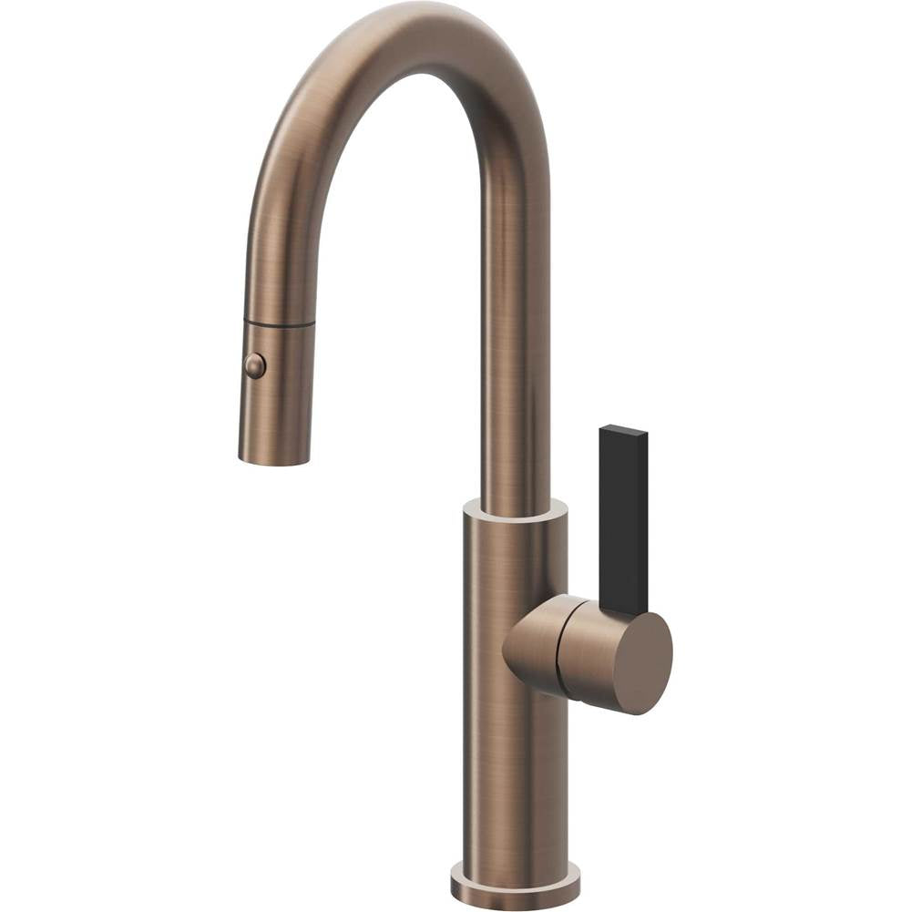 California Faucets - Pull-Down Prep/Bar Faucet with Button Sprayer - Satin Bronze Pvd