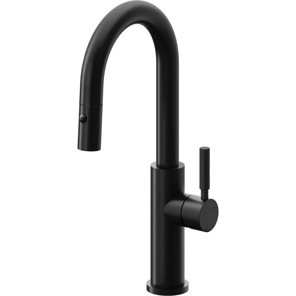 California Faucets - Pull-Down Prep/Bar Faucet with Button Sprayer - Matte Black