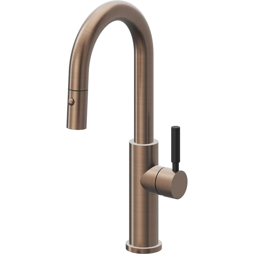 California Faucets - Pull-Down Prep/Bar Faucet with Button Sprayer - Satin Bronze Pvd