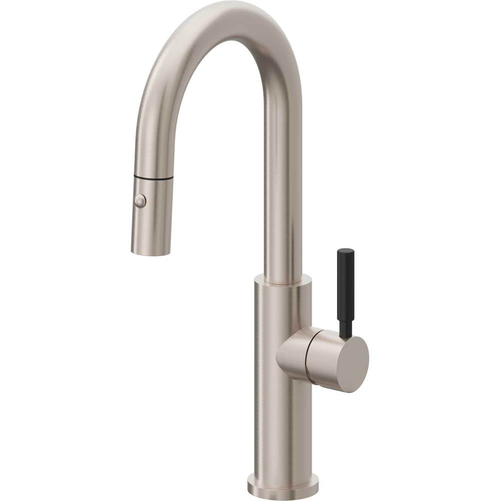 California Faucets - Pull-Down Prep/Bar Faucet with Button Sprayer - Gloss White